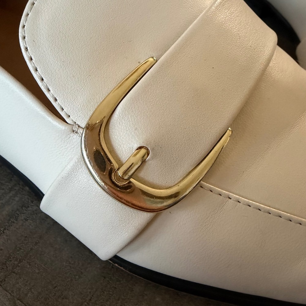 Nordstrom Rack Kalissie Cream Buckle Loafers Square Toe Work Flats Size 9M - Picture 7 of 7